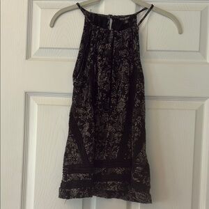 Madewell Black and Cream Floral Top